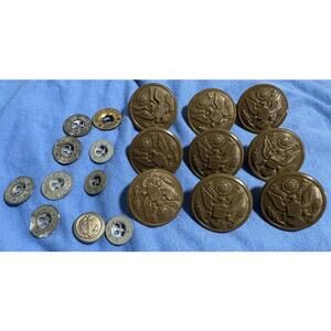 Lot of 18 Vintage U.S. Army Military Buttons World War I to Modern Era